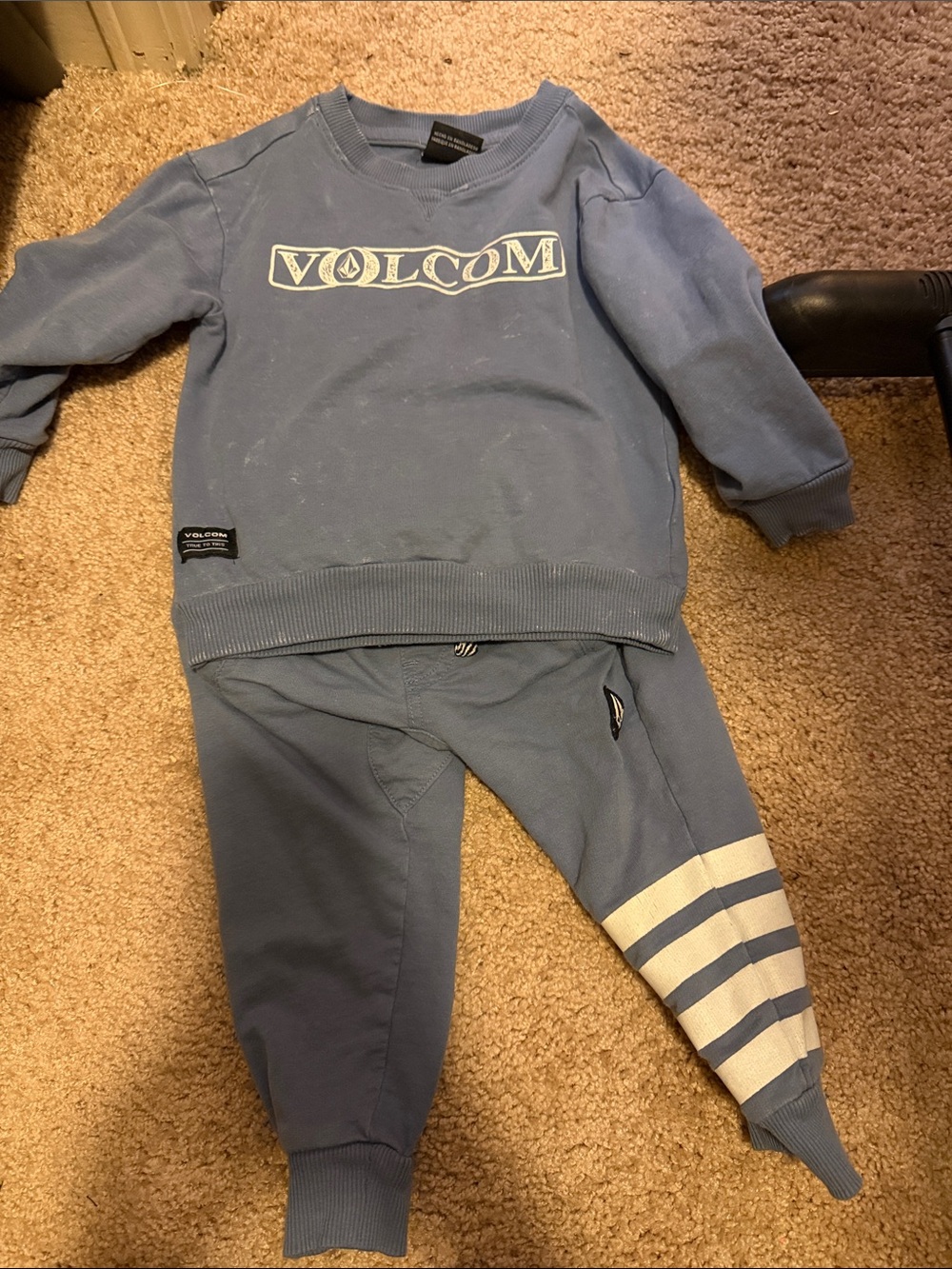 Volcom Kids Light Blue Logo Sweatshirt & Striped Joggers